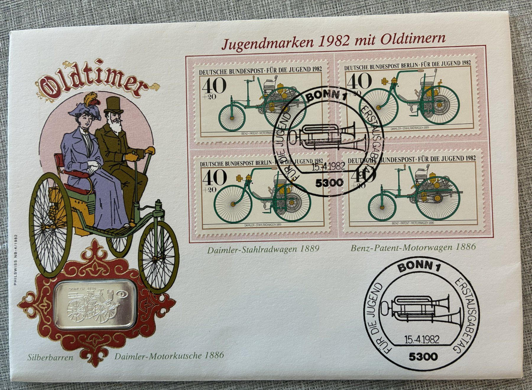 Metalli preziosi: Numisbrief mit 5g 999er Silber Barre Oldtimer – Usato da Köniz venduto da Habenix