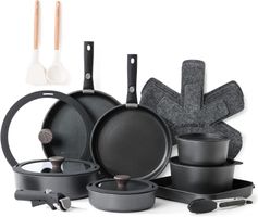 Kochgeschirrset 24-teilig Antihaft abnehmbare Griffe