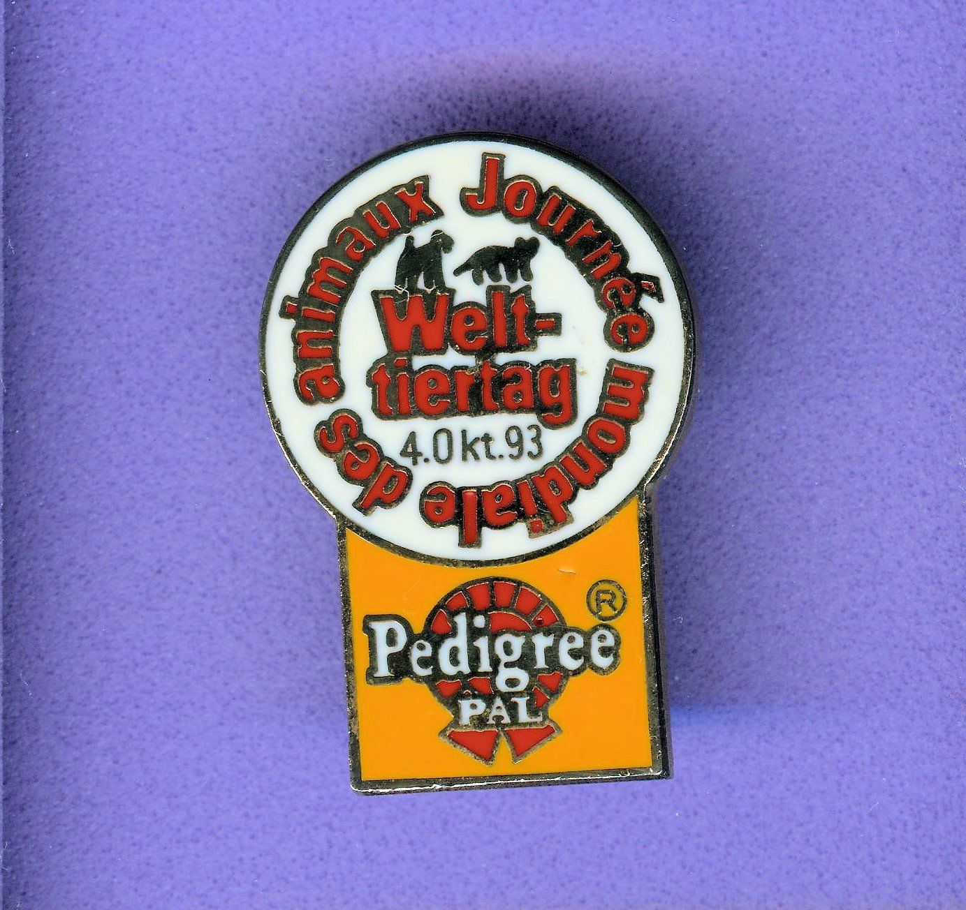 Placchette & Badge: Pedigree Pal  Welttiertag 4.Okt. '93 – Usato da Winterthur venduto da Sammleroase