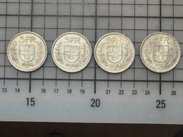 Münzen Sfr. 5.00 4 mal Silber