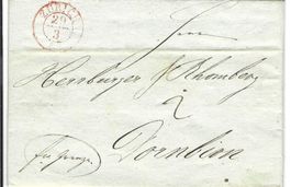 Faltbrief Zürich - Dornbirn, Grenzverkehr 1842