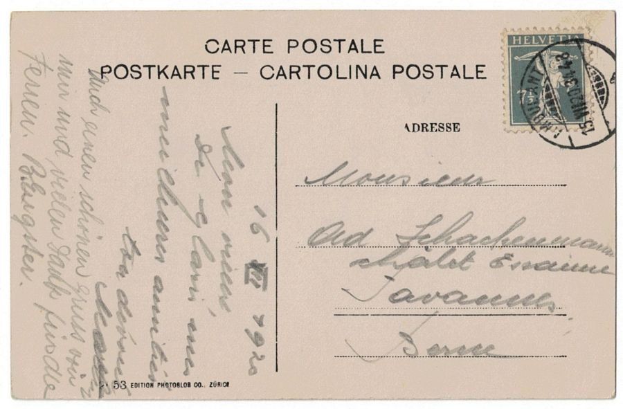 Cartoline postali: Glarus mit Glärnisch, gelaufen 1920 – Usato da Frauenfeld venduto da POML 1