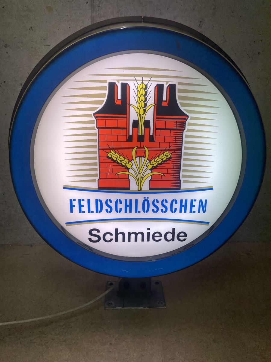 Feldschlösschen Schilder: Werbetafel Bierwerbung Feldschlösschen "Schmiede" – Gebraucht aus Wiesendangen von  6