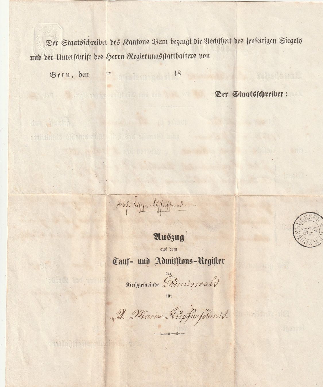 Documents: Dokument Sumiswald Kirchgemeinde  1867 – D'occasion à Rorschacherberg par fratovi2 1