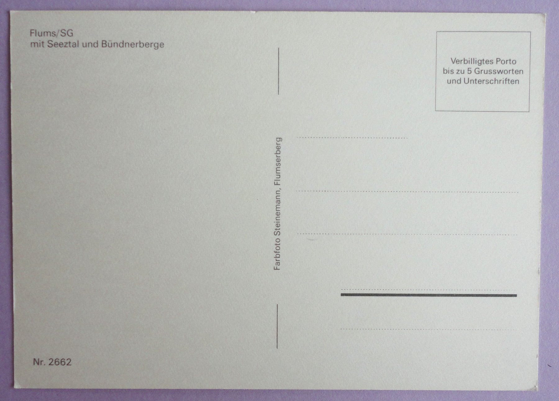 Cartoline postali: Flums mit Seeztal und Bündnerberge – Usato da Fétigny venduto da Billy2miny 1
