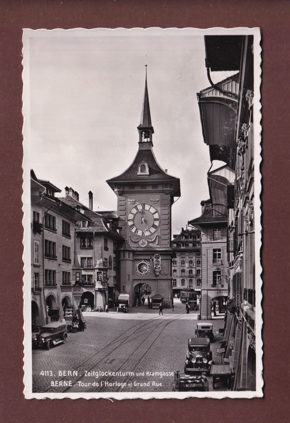 Cartoline postali: BERN - Zeitglockenturm - Kramgasse - Auto – Usato da Pully venduto da nicecards-shop