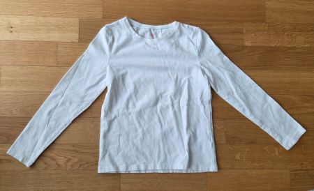 Langarmshirt Gr. 122/128, weiss, sehr guter Zustand