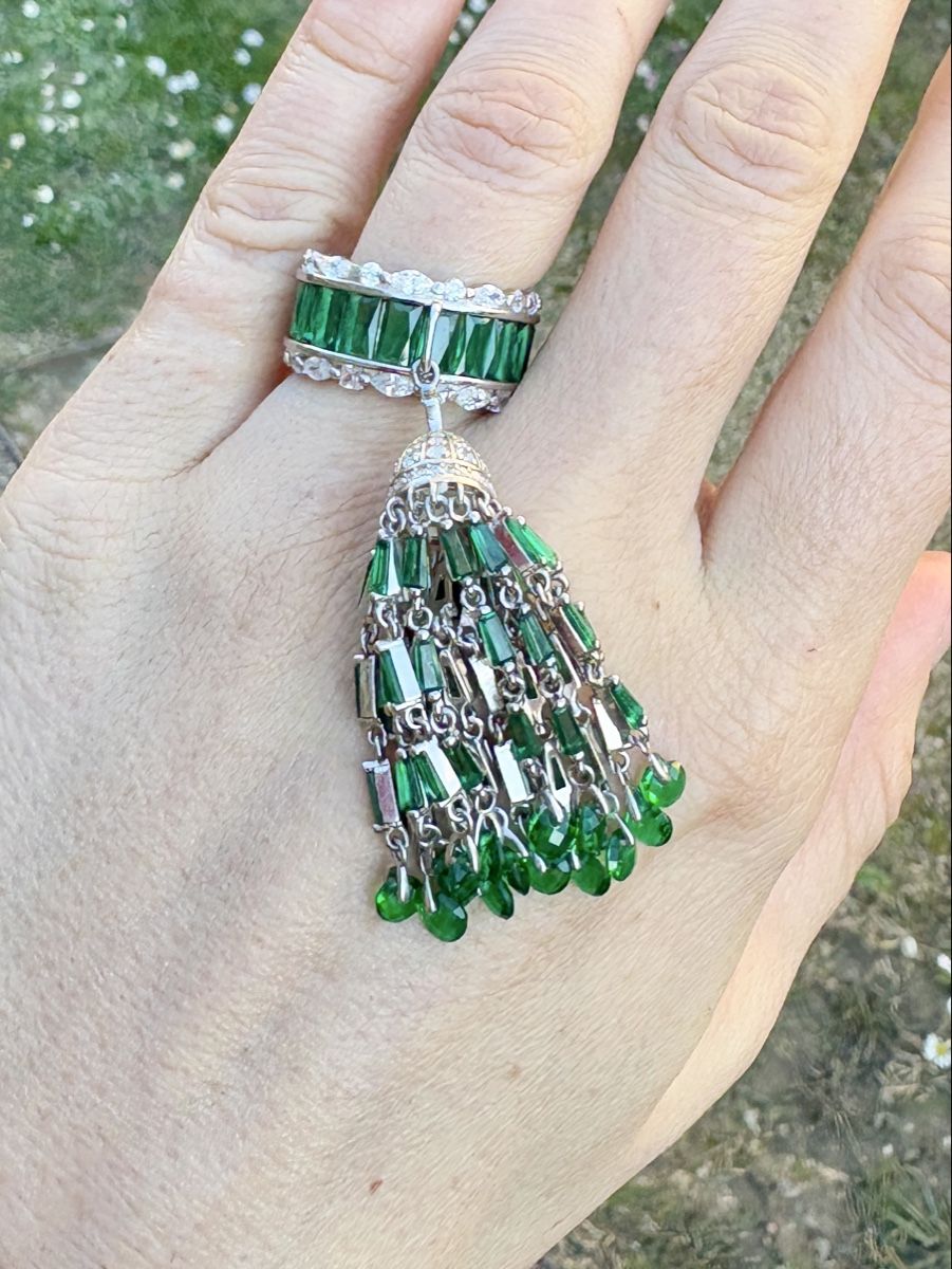 Ringe: Tassel 925 Silver Ring With  Green Zircon – Neu (gemäss Beschreibung) aus Nyon von My_wardrobe 2