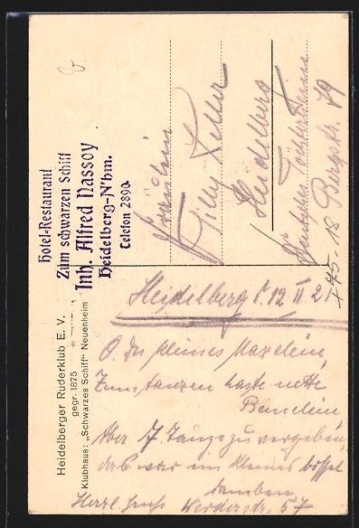 Cartoline postali: Heidelberg, Klubhaus Schwarzes Schiff de – Usato da Berlin venduto da bartko-reher 1