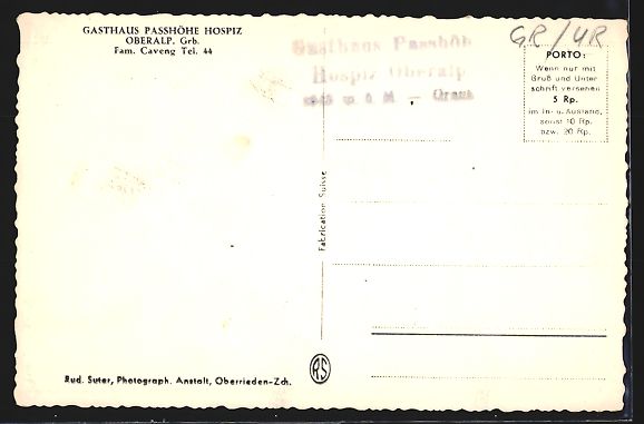 Cartoline postali: Tujetsch, Oberalppass, Oberalp-Passhöhe – Usato da Berlin venduto da bartko-reher 1