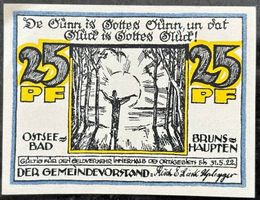 Altes Notgeld, Ostseebad Brunshaupten 25 Pfennig