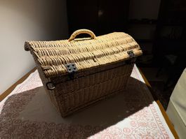 Korb Truhe mit Deckel Rattankorb Vintage Dekoration