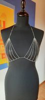 🌿 Glitzer-Bralette Bikini-Top kette Strass Silber Festival