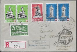1940 R/ Brief Locarno-Barcelona Mischfrankatur sauber ab 1.-