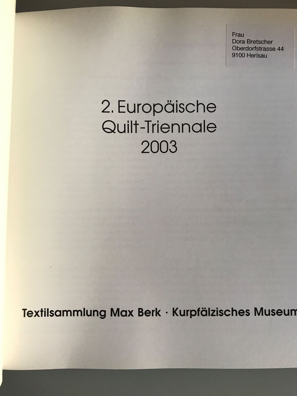 Bücher: 2. Europäische Quilt-Triennale 2003 – Gebraucht aus Abtwil SG von Yazu02 1