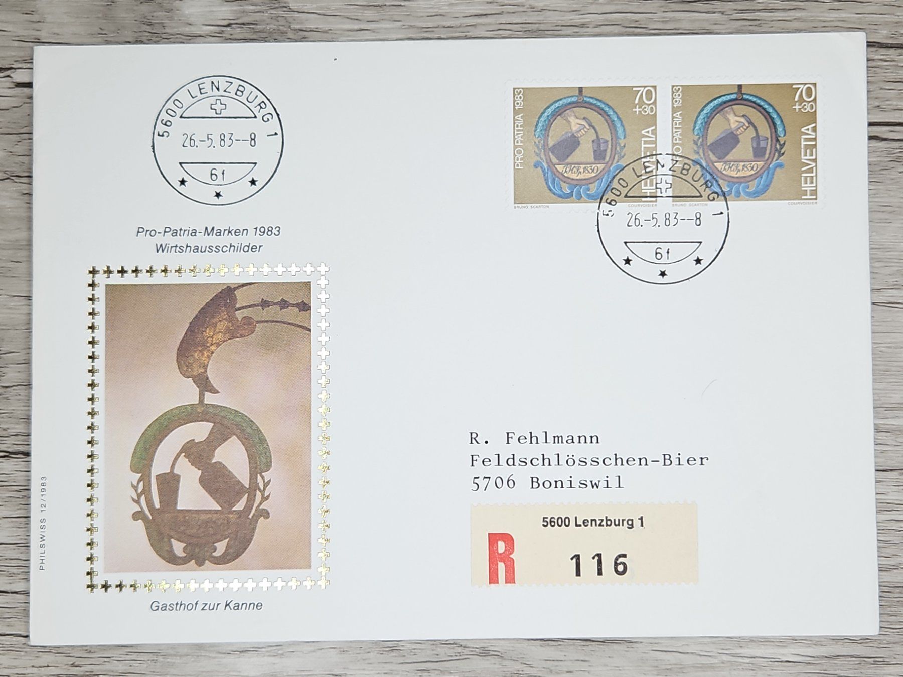Tutti i francobolli: CL01 Enveloppe + Timbre Suisse 1983 – Usato da Cousset venduto da Patrick_Collections