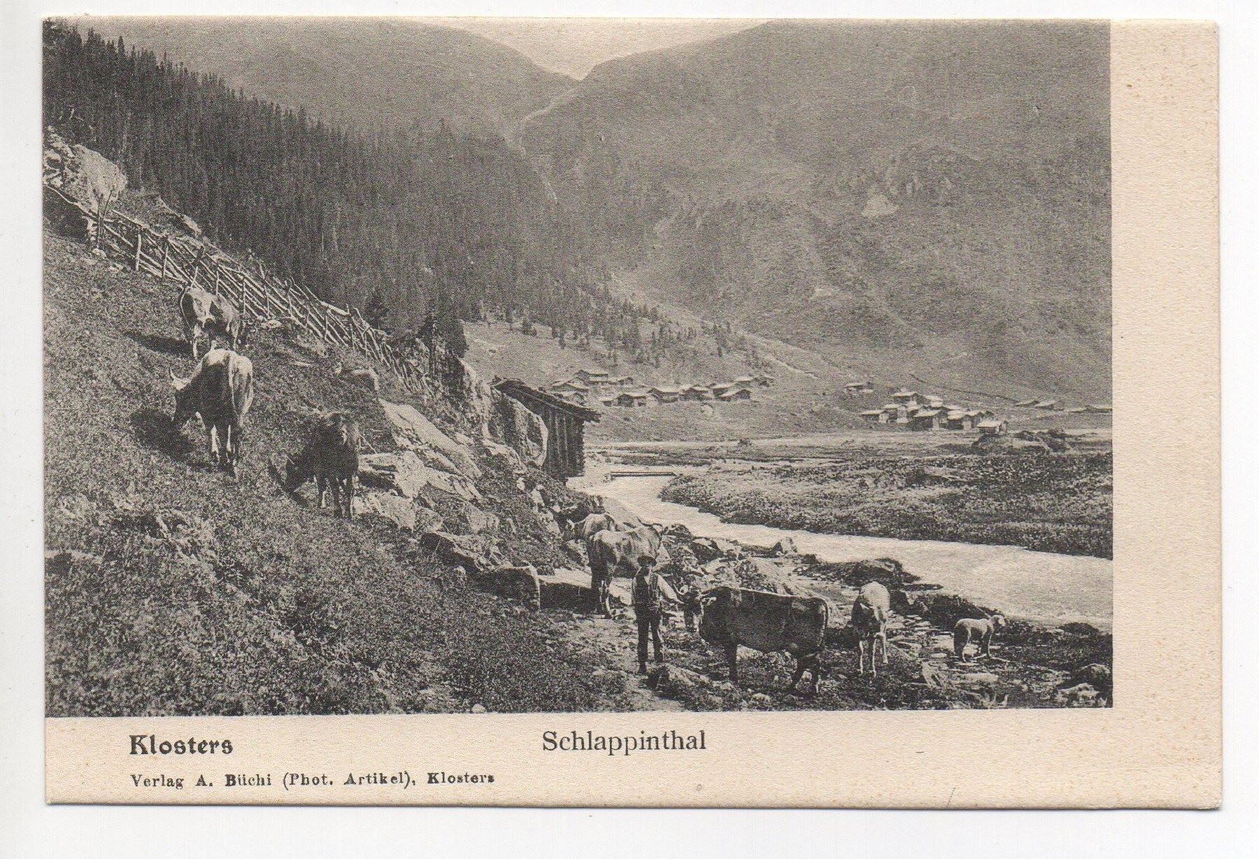 Cartoline postali: KLOSTERS Schlappinathal - Bauer mit Kühen – Nuovo (secondo la descrizione) da Jona venduto da philajona