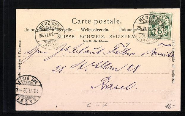 Ansichtskarten: AK Menziken, Blick auf Mitteldorf, 1902 – Gebraucht aus Berlin von bartko-reher 1