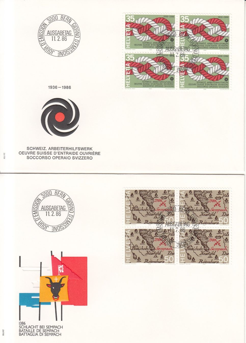 Tutti i francobolli: SBK 720 - 724 im 4er-Block FDC – Usato da Bürglen TG venduto da StampGraf 3