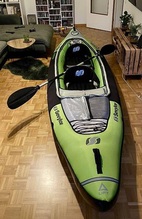 Sevylor Kayak Hinchable Yukon KCC380 Para 2 Plazas | Capacidad 210 Kg, Asientos Ajustables, 3 Válvulas Y Reposapiés, Incluye Mochila De Transporte