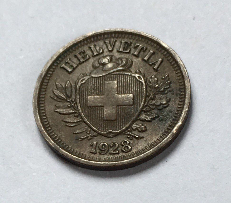 Alle Münzen: 1928 1 Rappen -unz – Gebraucht aus Kirchberg SG von Z-Collection