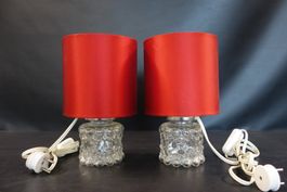 Vintage Tischlampen – 2er Set, Rot & Glas