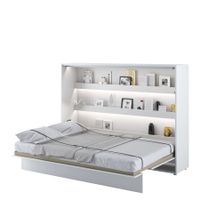 Schrankbett LEONIE Horizontal Weiss/Hochglanz + LED -140x200