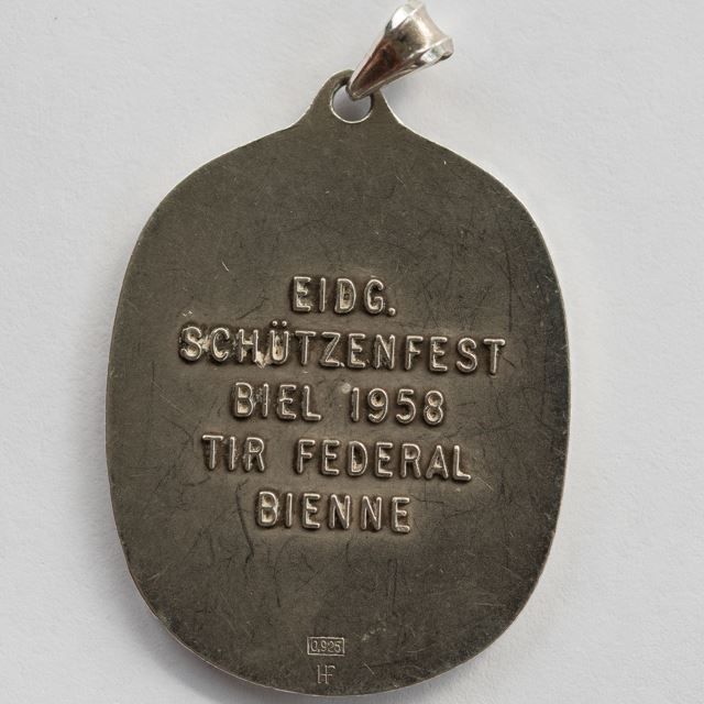 Medaglie: Schützenmedaille BE 1958 Biel Silber – Usato da Rotkreuz venduto da Swiss-Coins 1