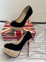 High Heel Pumps schwarz/gold Gr 36 Neu