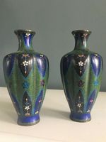 Beautiful Pair of two antique Japanese cloisonné vases