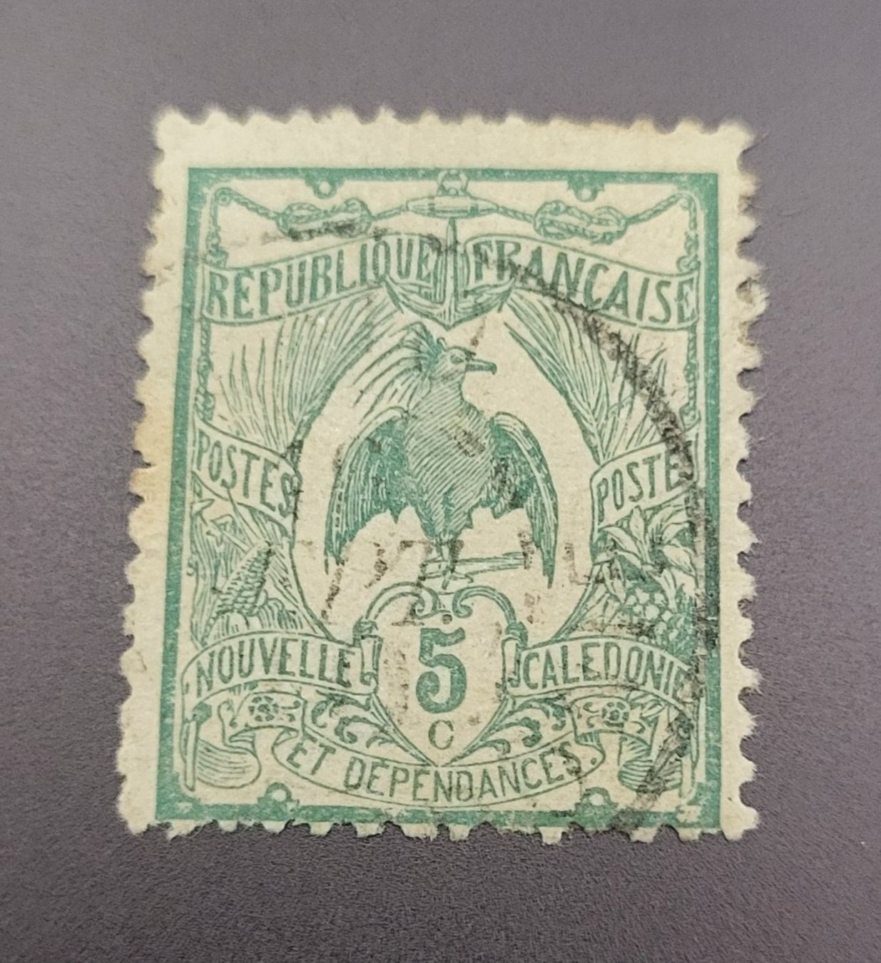 Tutti i francobolli: Neukaledonien 1905 Vogel alte briefmarke – Usato da St Gallen venduto da Stampsalshobby