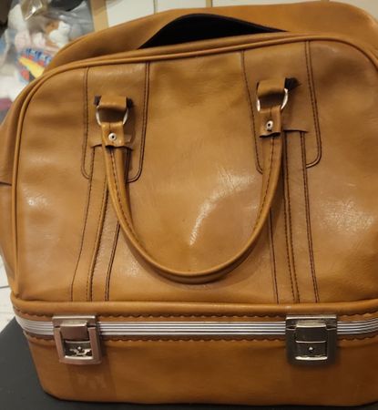 Sac de voyage vintage marron cuir simili bon état