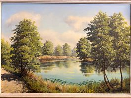 82x62/ Baumgartner/ Ölgemälde Egelsee Landschaft hübsch