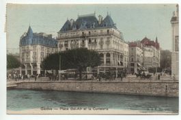 GENÈVE Place Bel-Air et la Corraterie, Tramway, attelage