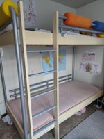 Hochbett Hasena Kiefer/Metall Lattenrost mit 2 Matratzen 