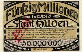 Hilden 50 Mil.Mark Serie A 28.09.1923 VZ+-VZ++