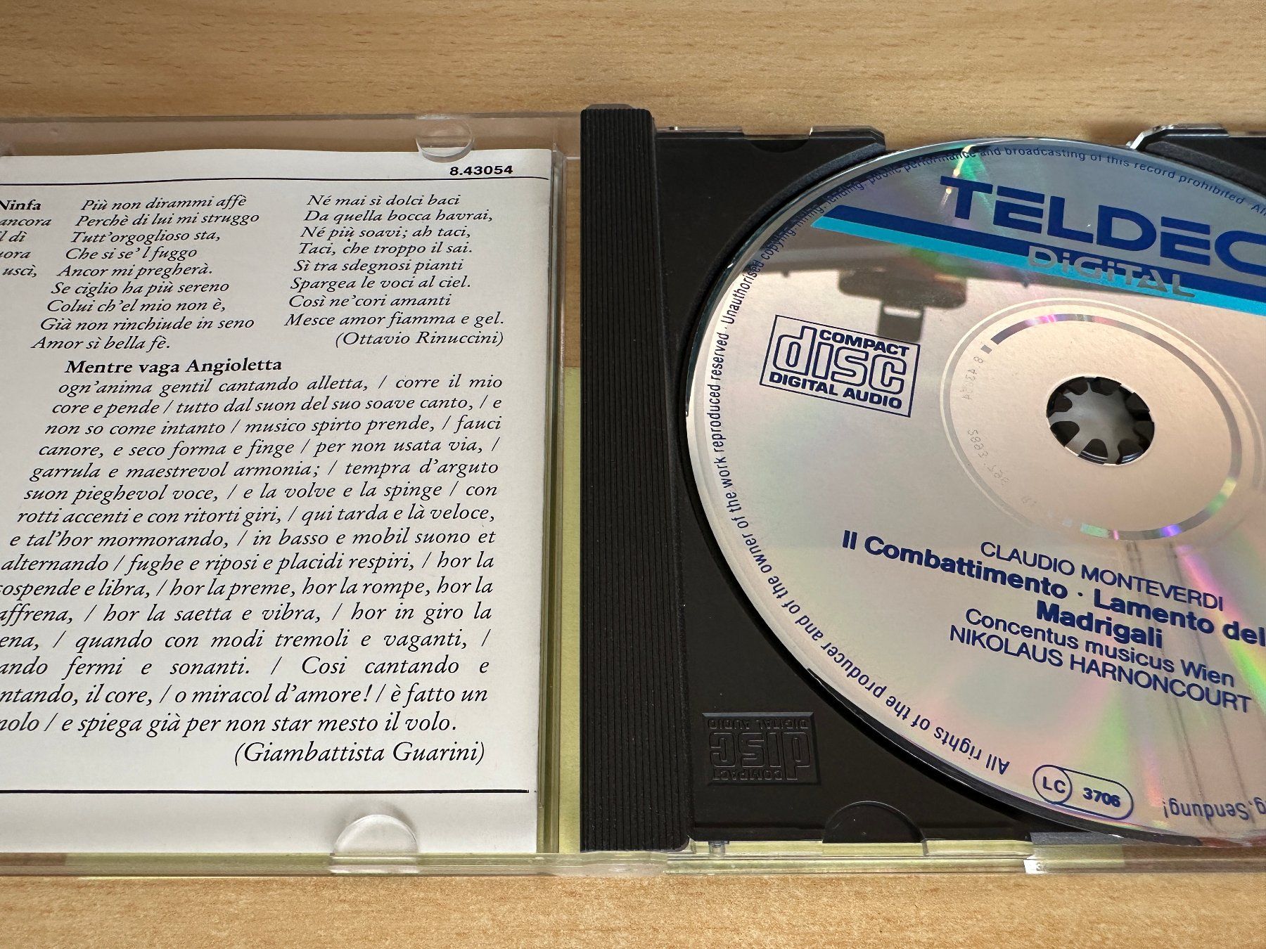 CD: C3 Monteverdi Murray Schmidt Lamento Della Ninfa • Madrigali – Usato da Rikon im Tösstal venduto da Alpenmutz 2