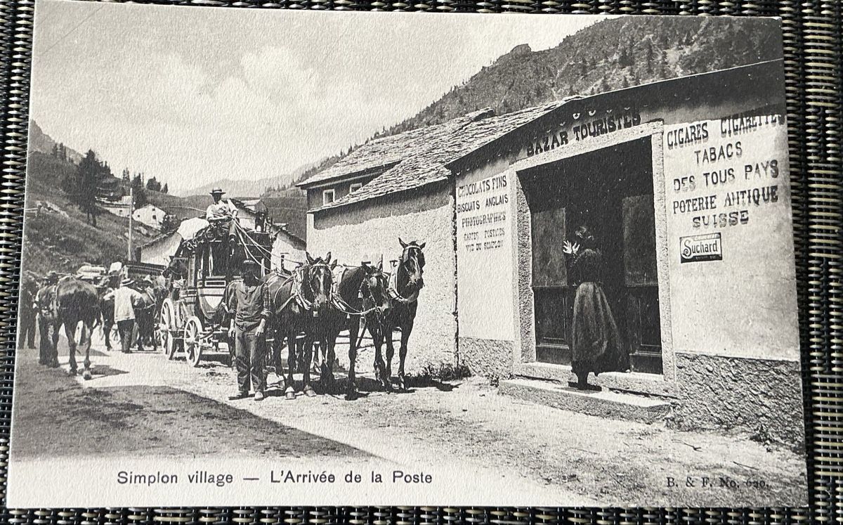 Cartes postales: Alte Ansichtskarte Simplon Village LArrivée de la Poste – D'occasion à Naters par seidengut