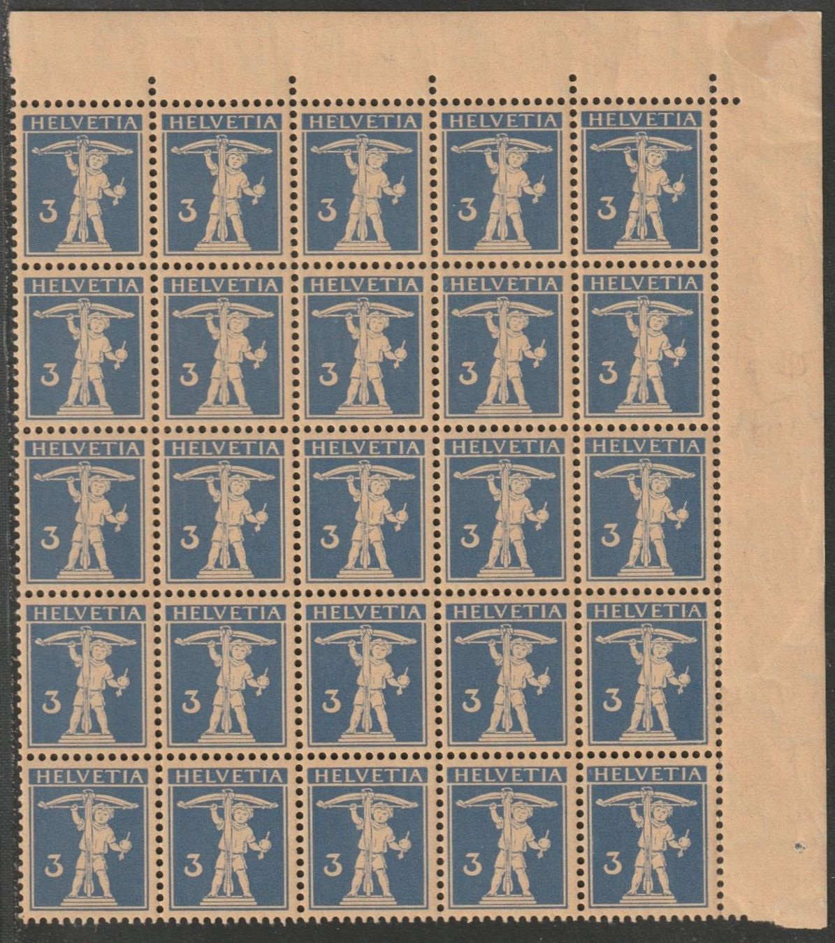 Tutti i francobolli: 182z Postfrischer Viertelbogen 25 Marken Kat. 500.- – Usato da Fislisbach venduto da Zigzag12