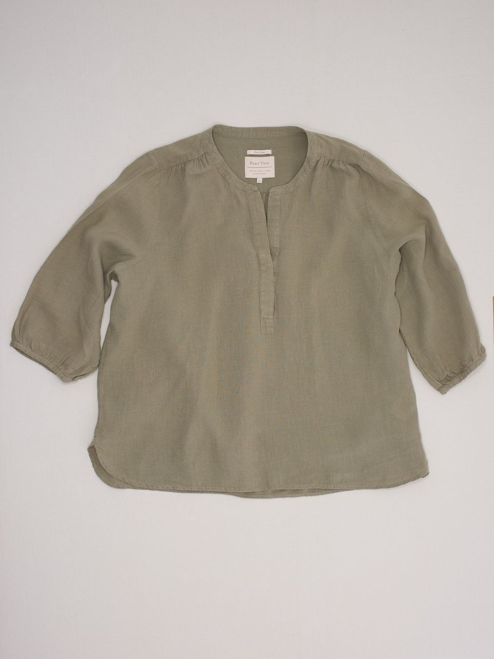 Camicette: Part Two Blouse Tunique 100% Lin Kaki Taille 44 – Usato da Fribourg venduto da re-fine 1