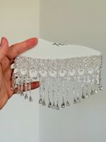 Collier ras du cou strass neuf avec pendentifs cristal