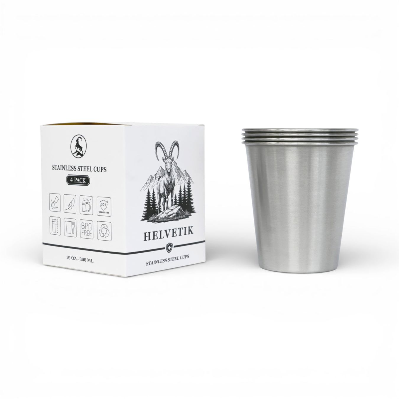 Bicchieri: 4 gobelets inox empilables – Nuovo e nell'imballaggio originale da Le Bry venduto da Loup007