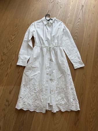 Tommy Hilfiger Hemdblusenkleid weiss Lochstickerei – Grösse 