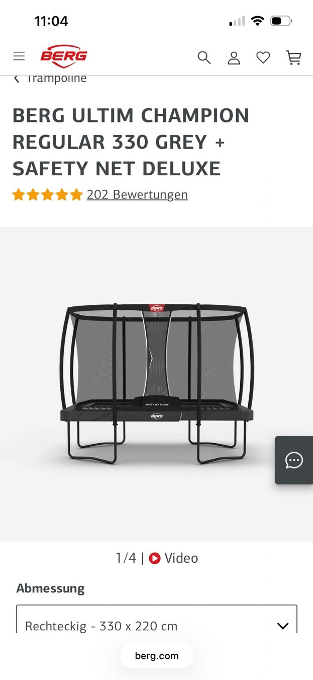 Trampoline: BERG ULTIM CHAMPION REGULAR 330 GREY – Gebraucht aus Kriens von stascha1812