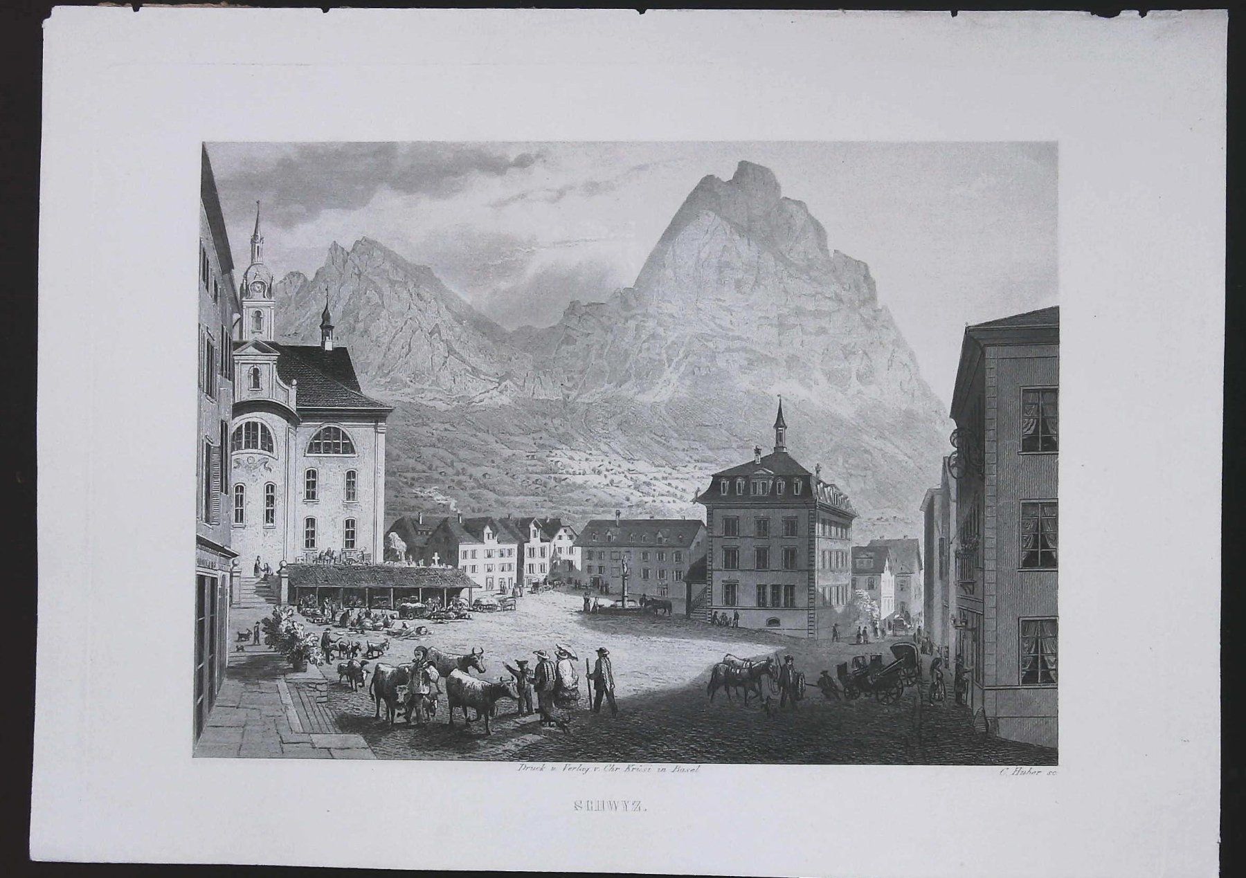 Stiche: Schwyz Stahlstich  von Huber – Gebraucht aus Rafz von Helvet32