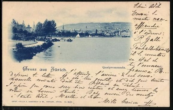 Cartoline postali: AK Zürich, Quaipromenade, 1899 – Usato da Berlin venduto da bartko-reher