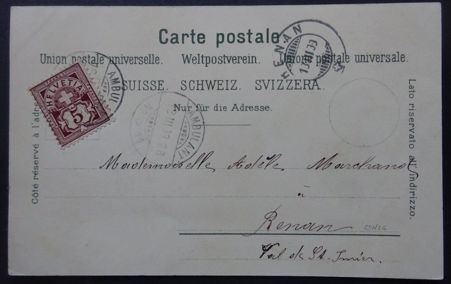 Cartoline postali: Litho-Ansichtskarte 1899 / Colombier (NE) – Usato da Watt venduto da Oo2rup5 1
