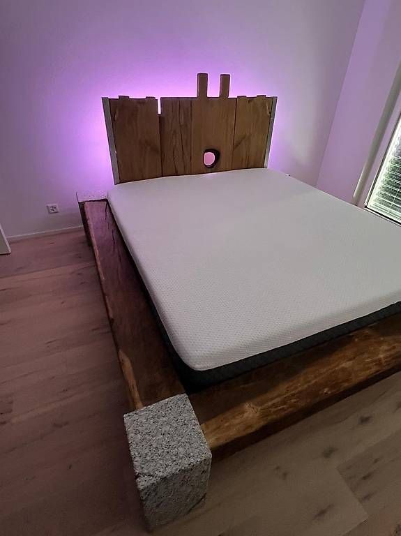 Lits: Eichen Balkenbett Doppelbett – D'occasion à Braunau par matt-h0 4
