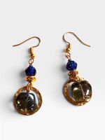 Boucles d'oreilles perles bleues et anneaux état neuf