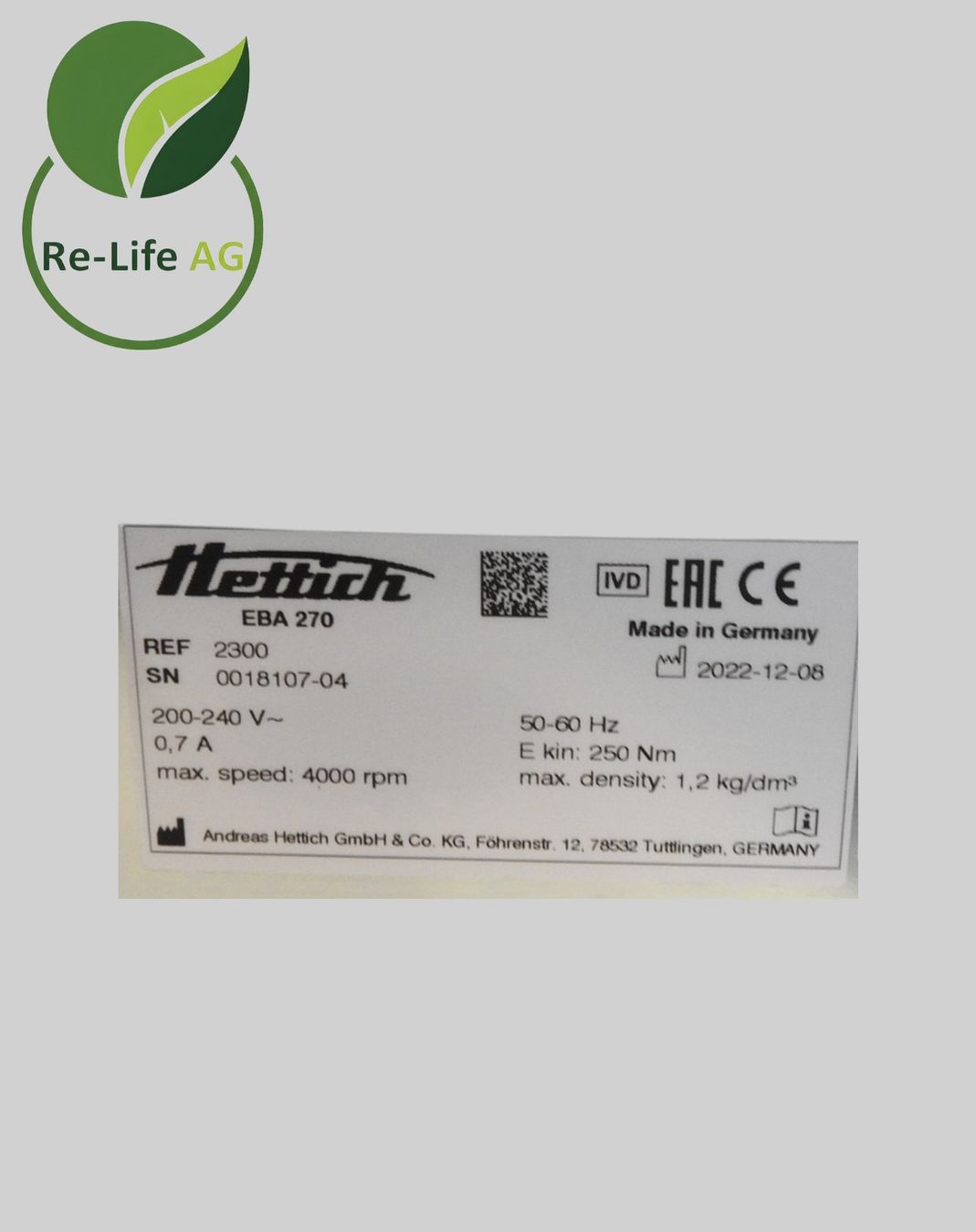 Hettich Tutte le macchine: Hettich | EBA270 | Benchtop Centrifuge | Fully Tested – Usato da Reinach BL venduto da Re-LifeAG_Labor 6
